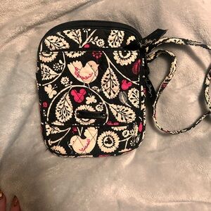 Vera Bradley Black and Pink Floral Crossbody Bag